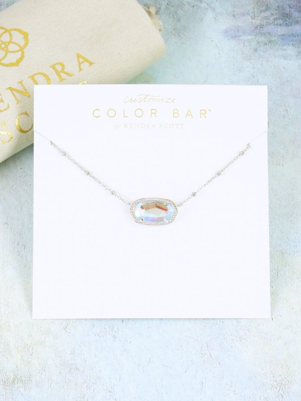 Kendra Scott Elisa Satellite Dichroic Glass Necklace Silver Tone